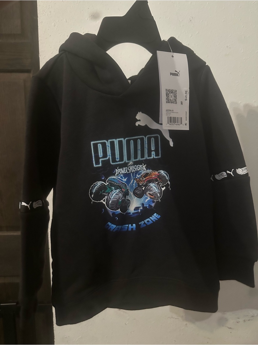 Puma Black Hoodie with Blue & Multicolor Monster Truck Graphic